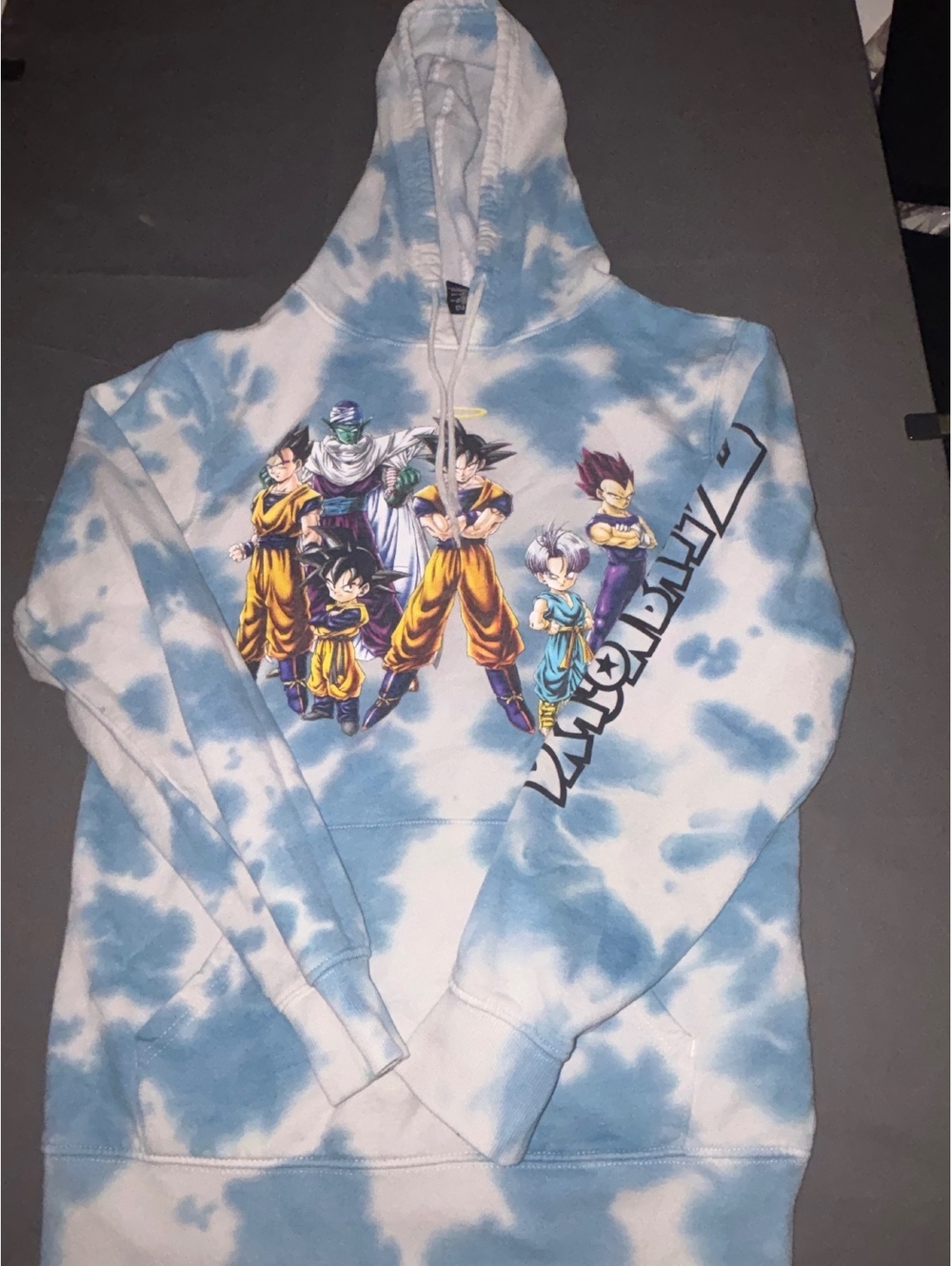 Dragon Ball Z Tie Dye Hoodie Blue White Anime Size M